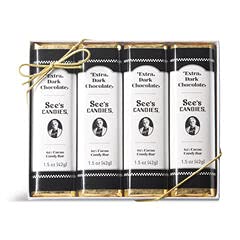 See's Candies 6 oz Extra Dark Chocolate Candy Bars (4 Individually Wrapped Bars)