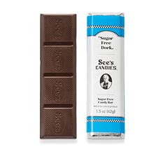 See's Candies 6 oz Sugar Free Dark Bars (4 Individually Wrapped Bars)