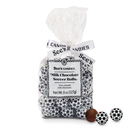 See's Candies Milk Chocolate Foil Soccer Balls - Game Day Snacks, Individually Wrapped, 8 oz